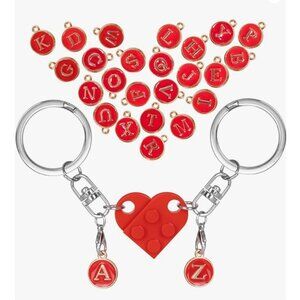 VANLOVEMAC Personalized Matching Heart Red Keychains for Couples